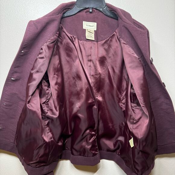 L.L.Bean Jacket Pockets Button Down Burgundy Womens Size Large - Picture 4 of 5